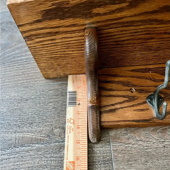 Rustic Brown Wall Shelf with Hooks